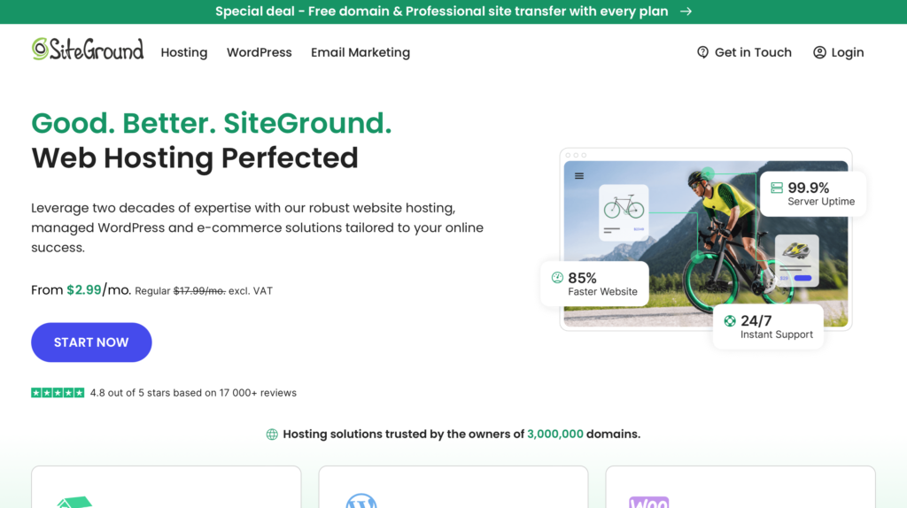 best web hosting plan - SiteGround