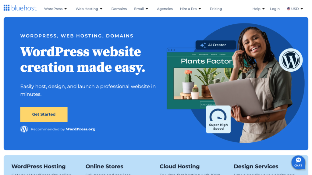 best web hosting plan - Bluehost