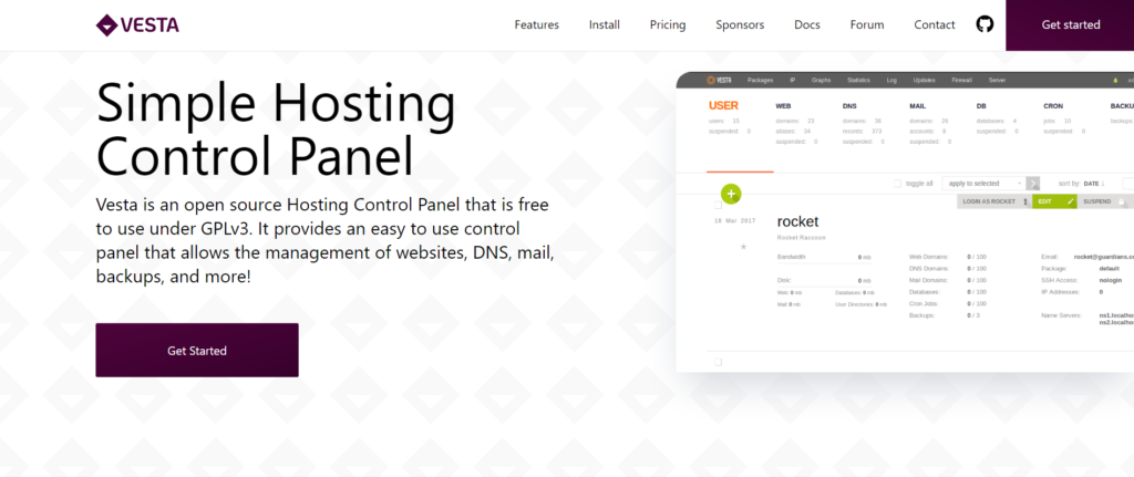 free web hosting panel - vestacp