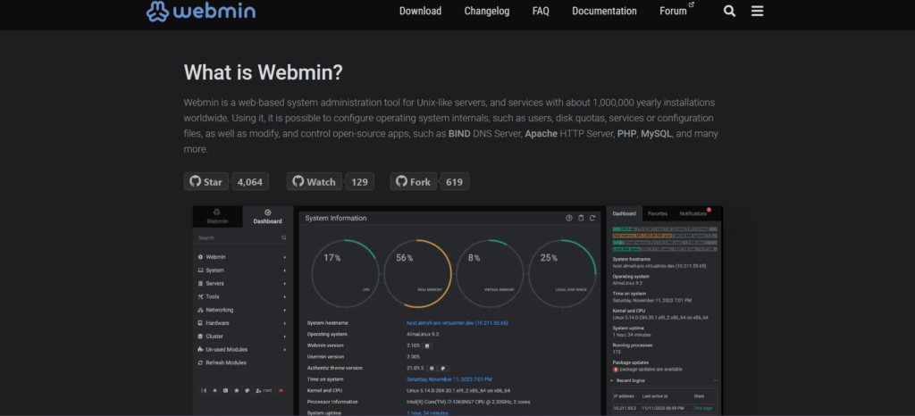 free web hosting panel - webmin